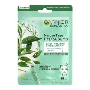 GARNIER SkinActive Moisture Bomb Masque en Tissu Thé Vert Super Hydratant Rééquilibrant