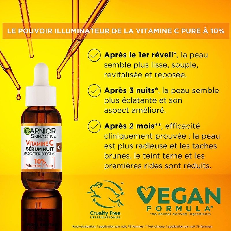 GARNIER Sérum Nuit Booster d’Éclat à La Vitamine C Pure 10% – Image 3