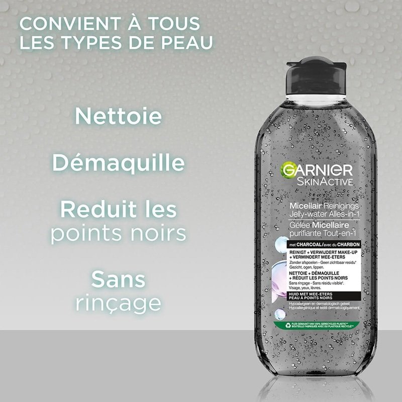 GARNIER Gelée Micellaire Démaquillante Purifiante au Charbon – Image 2